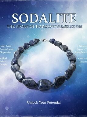 Sodalite Tumbled Stone Bead Necklace - Deep Blue